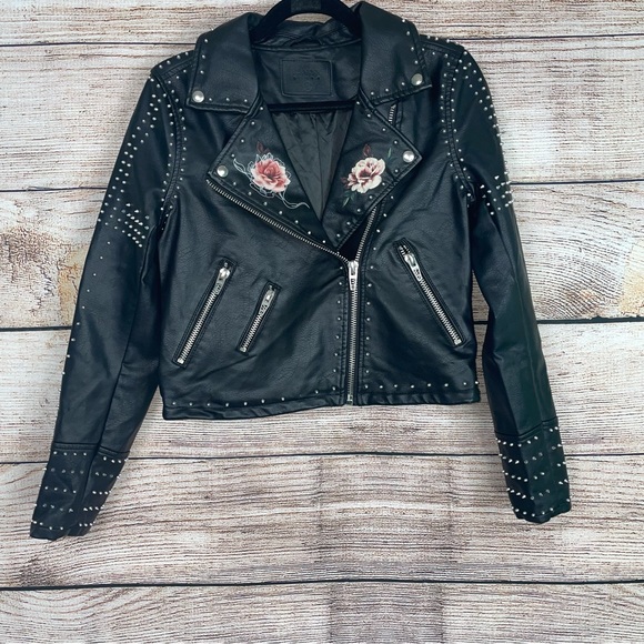Blank NYC Faux Leather Rose Studded Jacket - Picture 3 of 14
